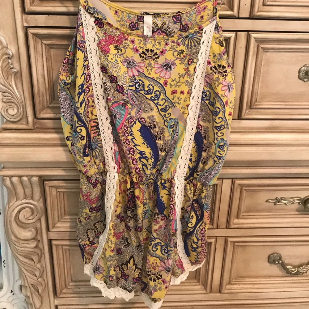 Yellow paisley romper m